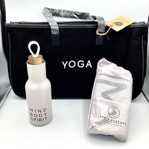 Yoga Tote, Yoga Mat Towel, & SS Water Bottle. 3pc Set - New